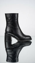 Tronchetto Pelle Nera Tacco 6cm e Carrarmato - Made in Italy