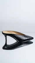 Sabot in Pelle Nera Stampa Cocco Tacco 6cm - Made in Italy