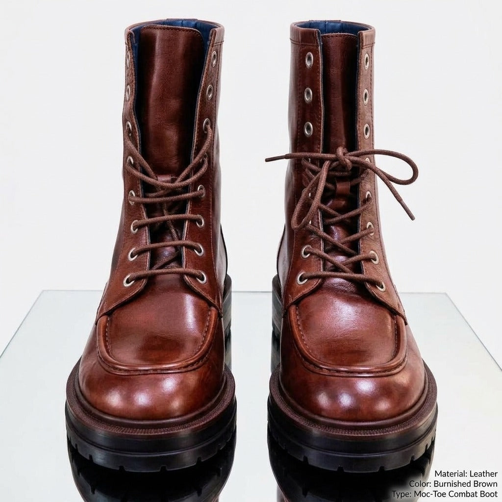 Anfibio Stringato in Pelle Marrone Moc-Toe - Made in Italy