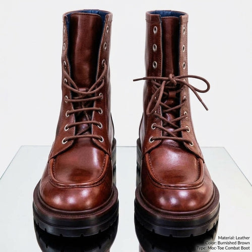 Anfibio Stringato in Pelle Marrone Moc-Toe - Made in Italy